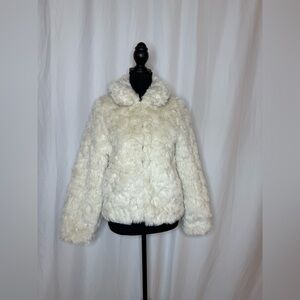 Elegant White Faux Fur Jacket